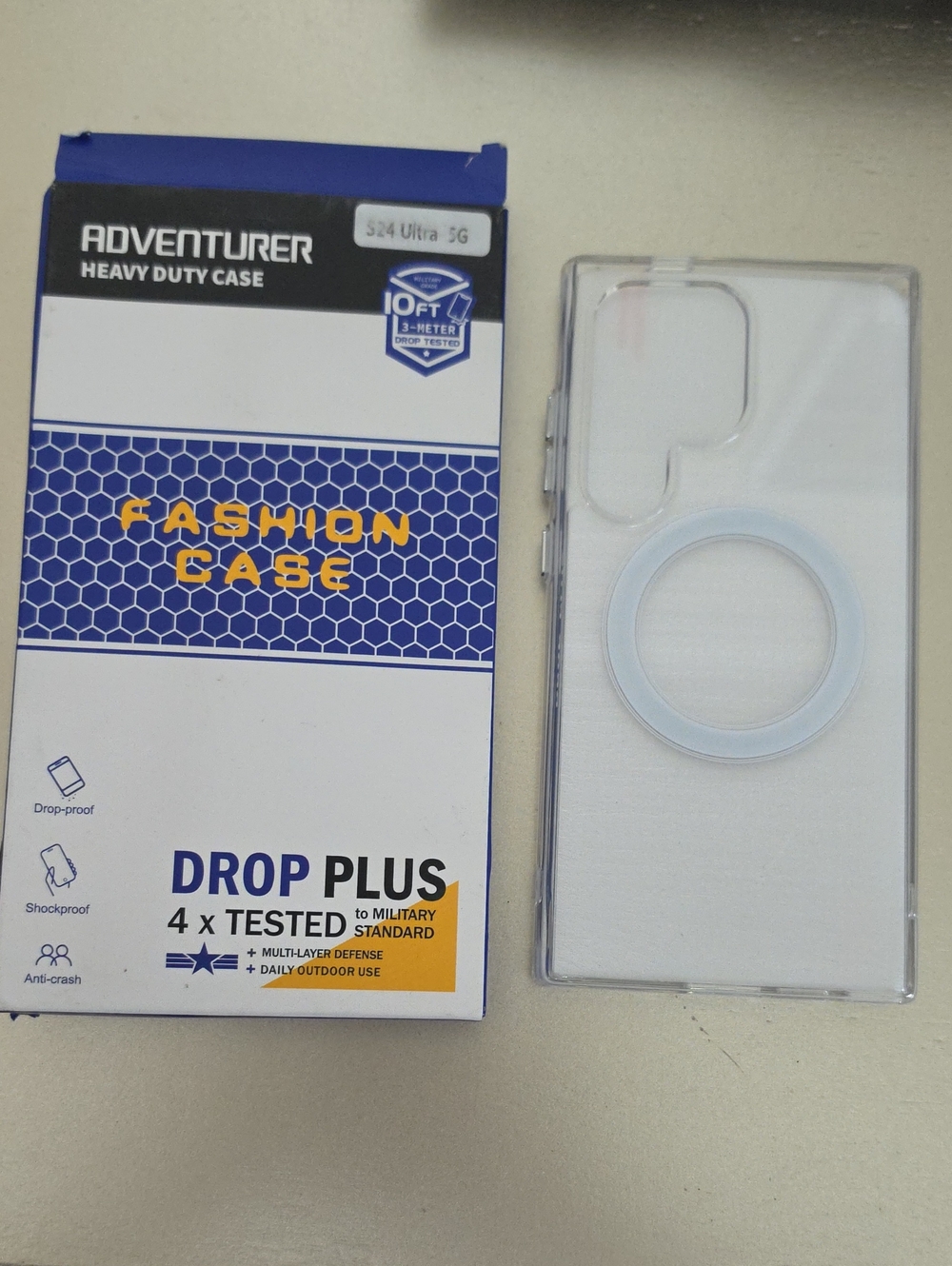 Clear Heavy Duty Phone Case with Ring- For S24 Ultra